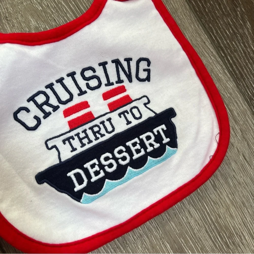 CARTERS 2PC WATER RESISTANT BIBS BOAT NAUTICAL RED BLUE ONE SIZE